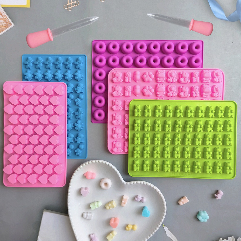 Kitchen Baking Tray Set - 7개의 캔디 실리콘 몰드와 2개의 드롭퍼
