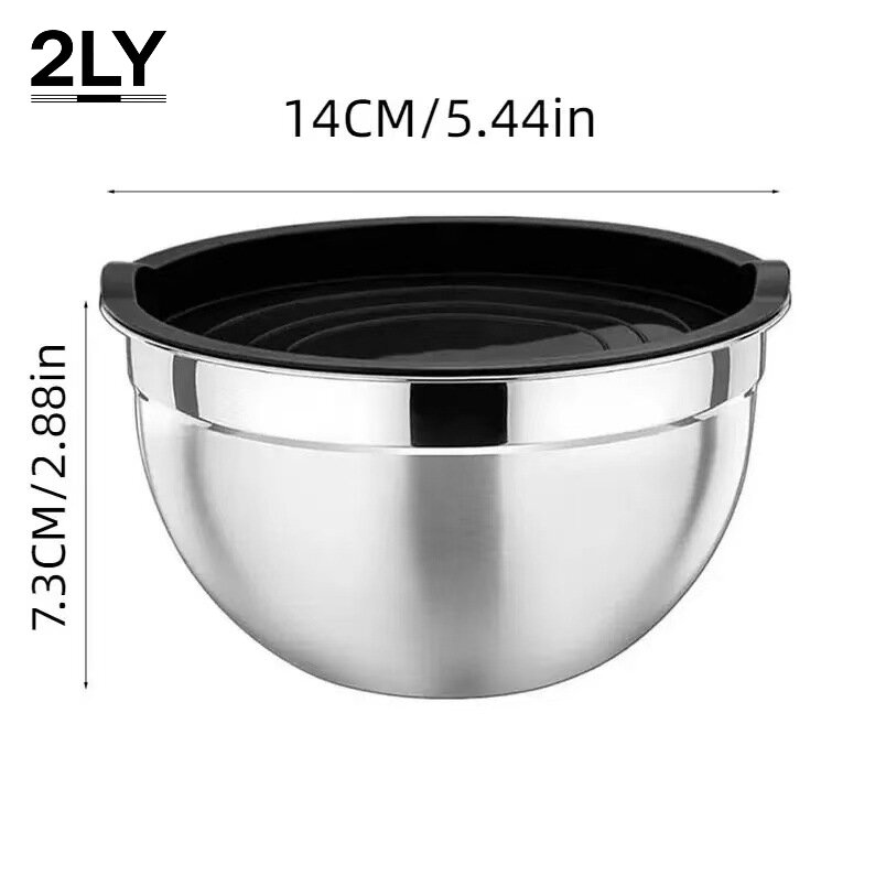 Kitchen Baking Set - 두꺼운 스테인리스 스틸 믹싱볼 세트(뚜껑 포함),