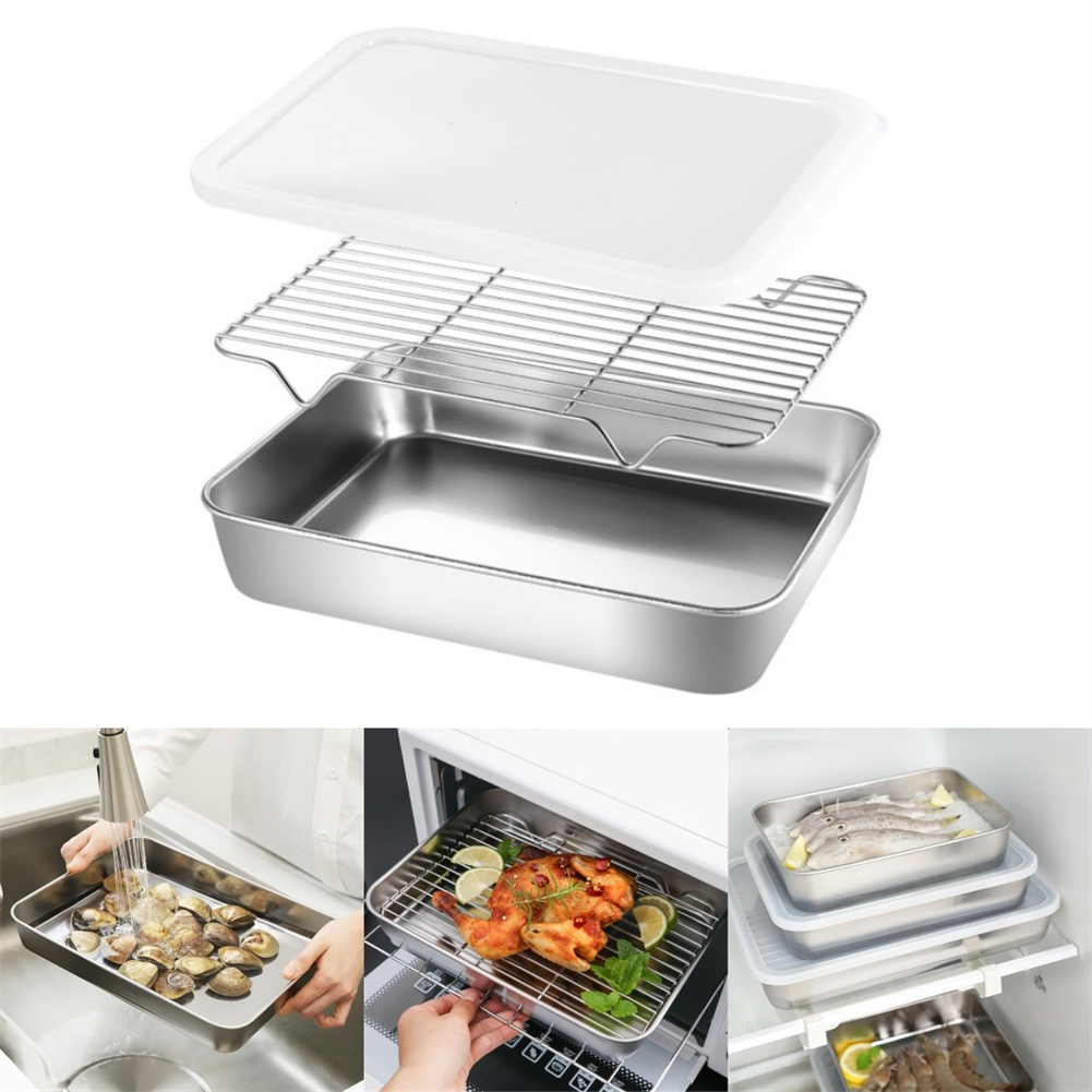 Kitchen Baking Tray Rack - 와이어 랙이있는 스테인레스 스틸 베이킹 팬
