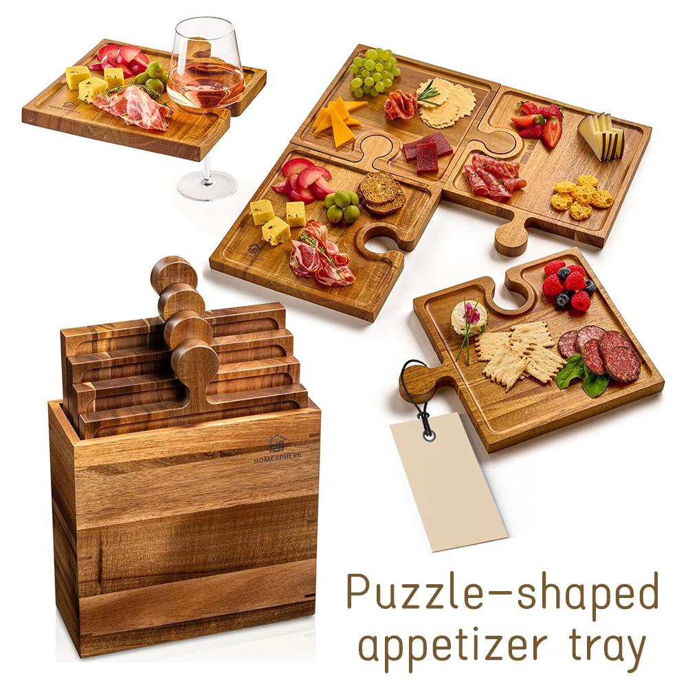 Kitchen Baking Tray Set - 나무 퍼즐 모양 애피타이저 트레이 4종