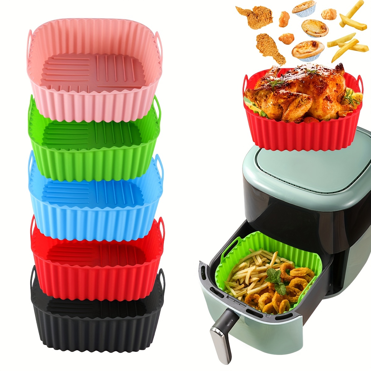 Kitchen Baking Gadgets - 1개의 정사각형 실리콘 에어 프라이어 라이너는