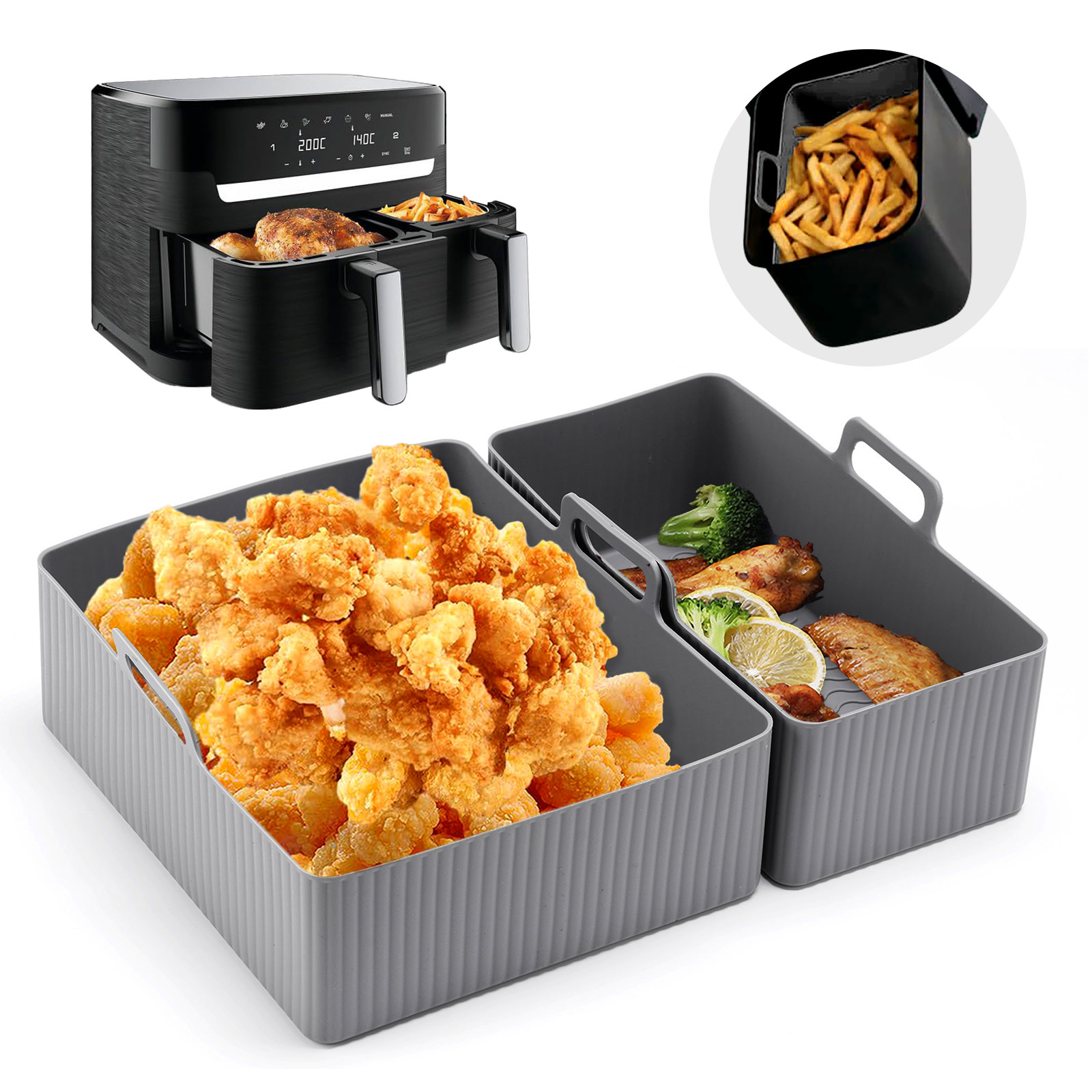 Kitchen Baking Tray Set - 2pcs 세트 실리콘 에어 프라이어 매트