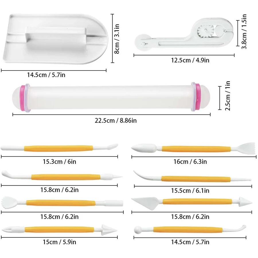 11pcs 퐁당 도구 세트 부드러운 조각 펜 롤링 핀  - Fondant Smoother Set 리뷰 및 가격