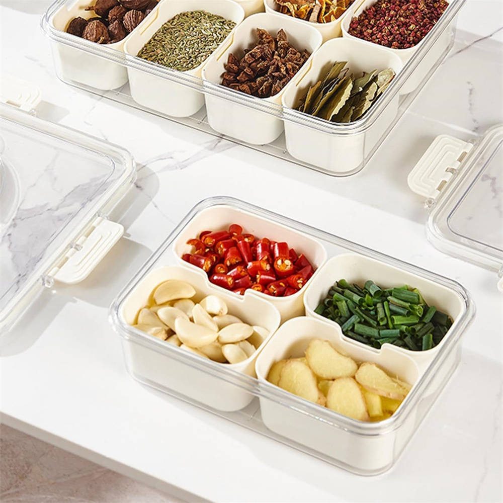 휴대용 식품 보관함, 스낵 보관함, 뚜껑이 있는 4칸, - Kitchen Baking Tins 리뷰 및 가격