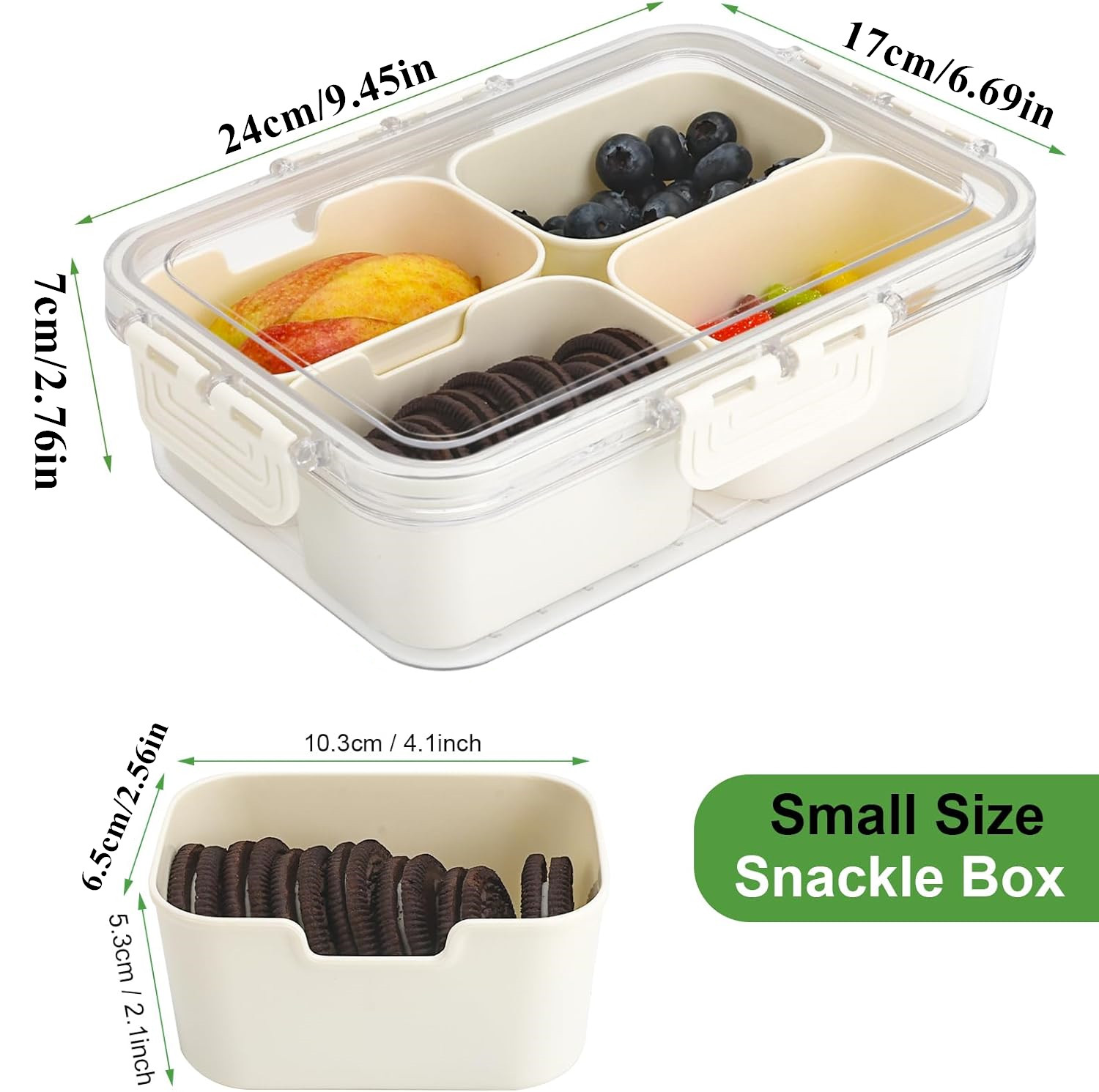 휴대용 식품 보관함, 스낵 보관함, 뚜껑이 있는 4칸, - Kitchen Baking Tins 리뷰 및 가격