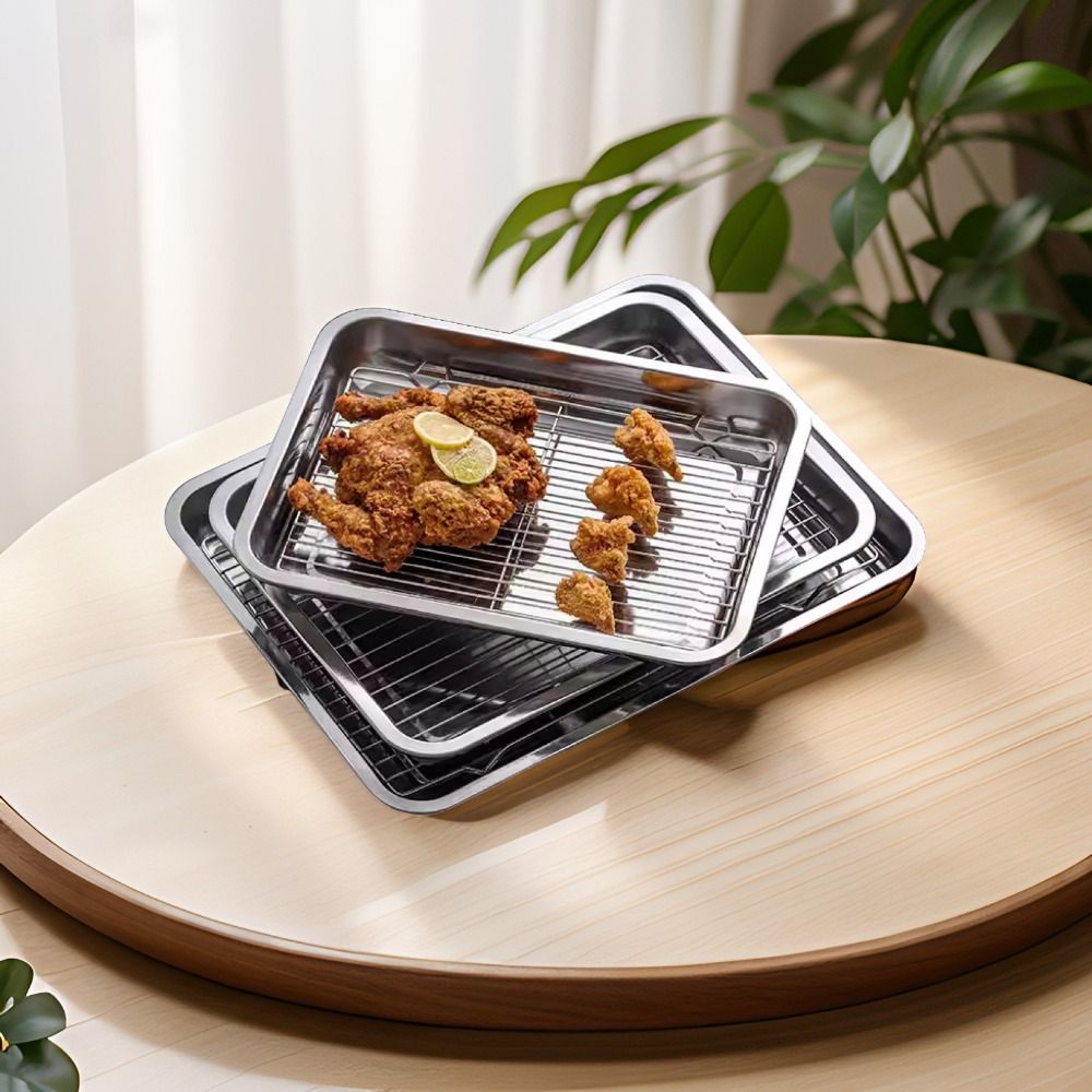 휴대용 논스틱 스테인리스 스틸 베이킹 팬, 냉각망 포함 - Kitchen Baking Tray Rack 리뷰 및 가격