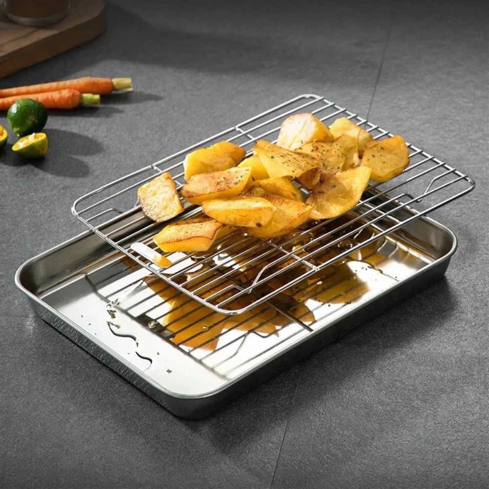 휴대용 논스틱 스테인리스 스틸 베이킹 팬, 냉각망 포함 - Kitchen Baking Tray Rack 리뷰 및 가격