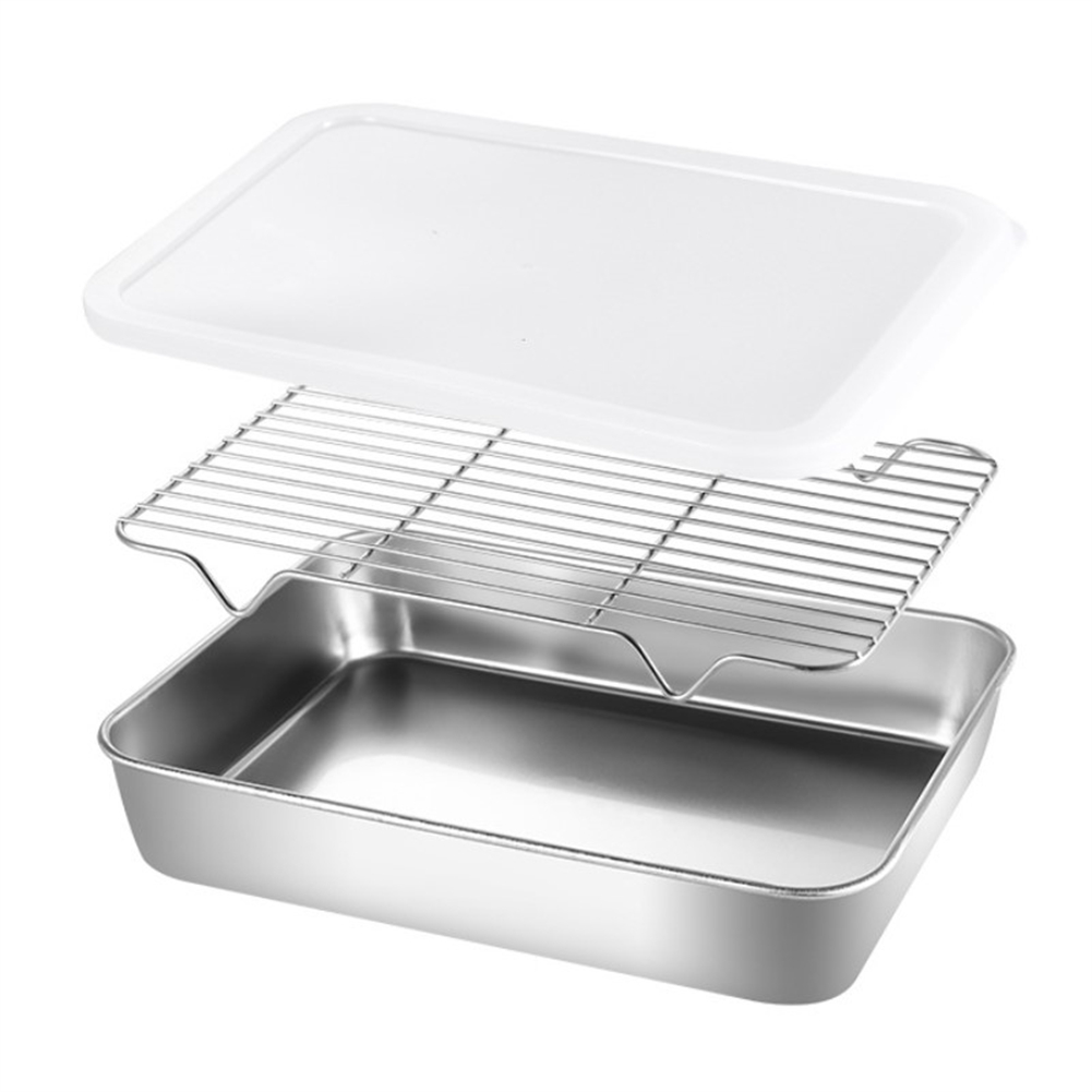 와이어 랙이있는 스테인레스 스틸 베이킹 팬 트레이 케이 - Kitchen Baking Tray Rack 리뷰 및 가격