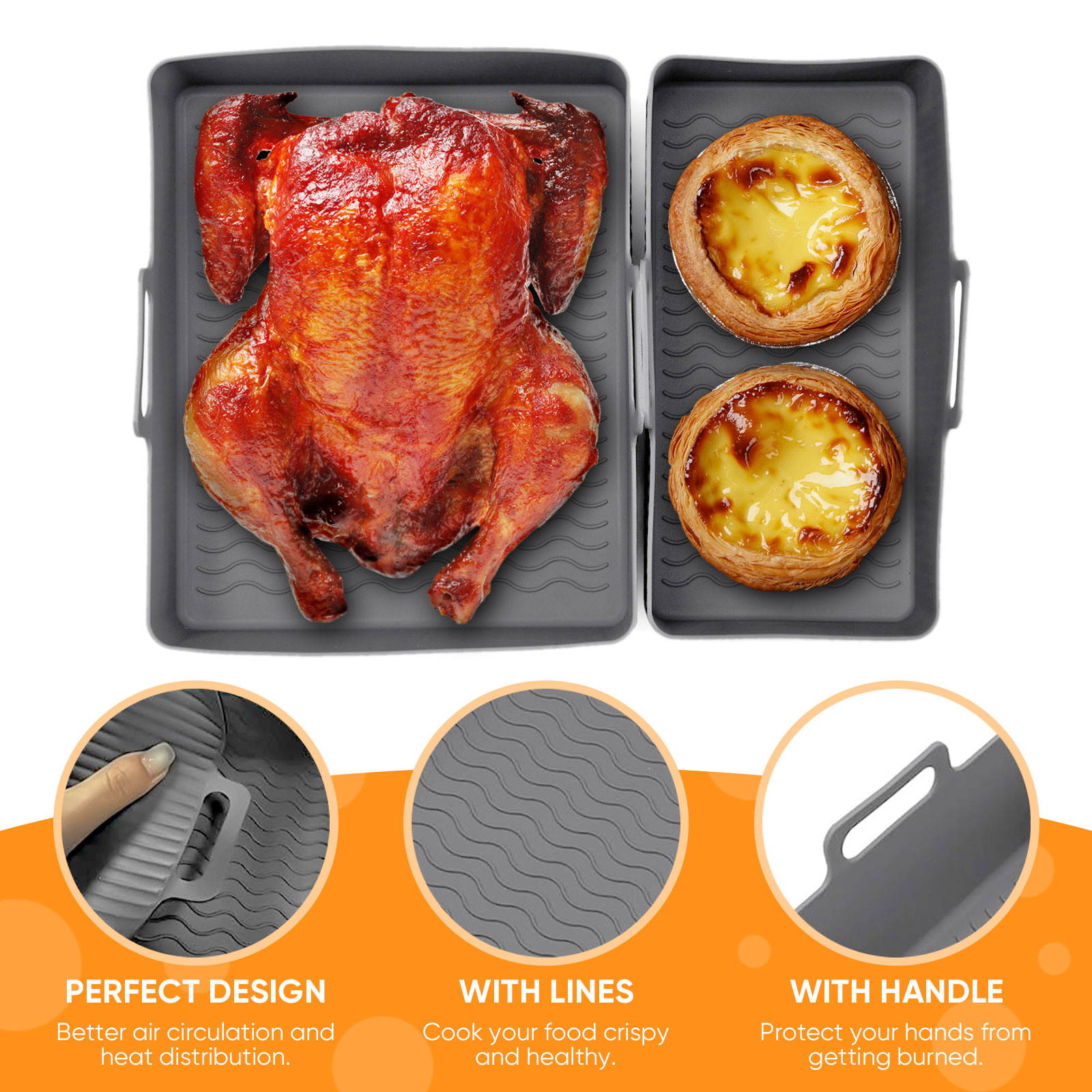 2pcs 세트 실리콘 에어 프라이어 매트 에어 프라이어 - Kitchen Baking Tray Set 리뷰 및 가격