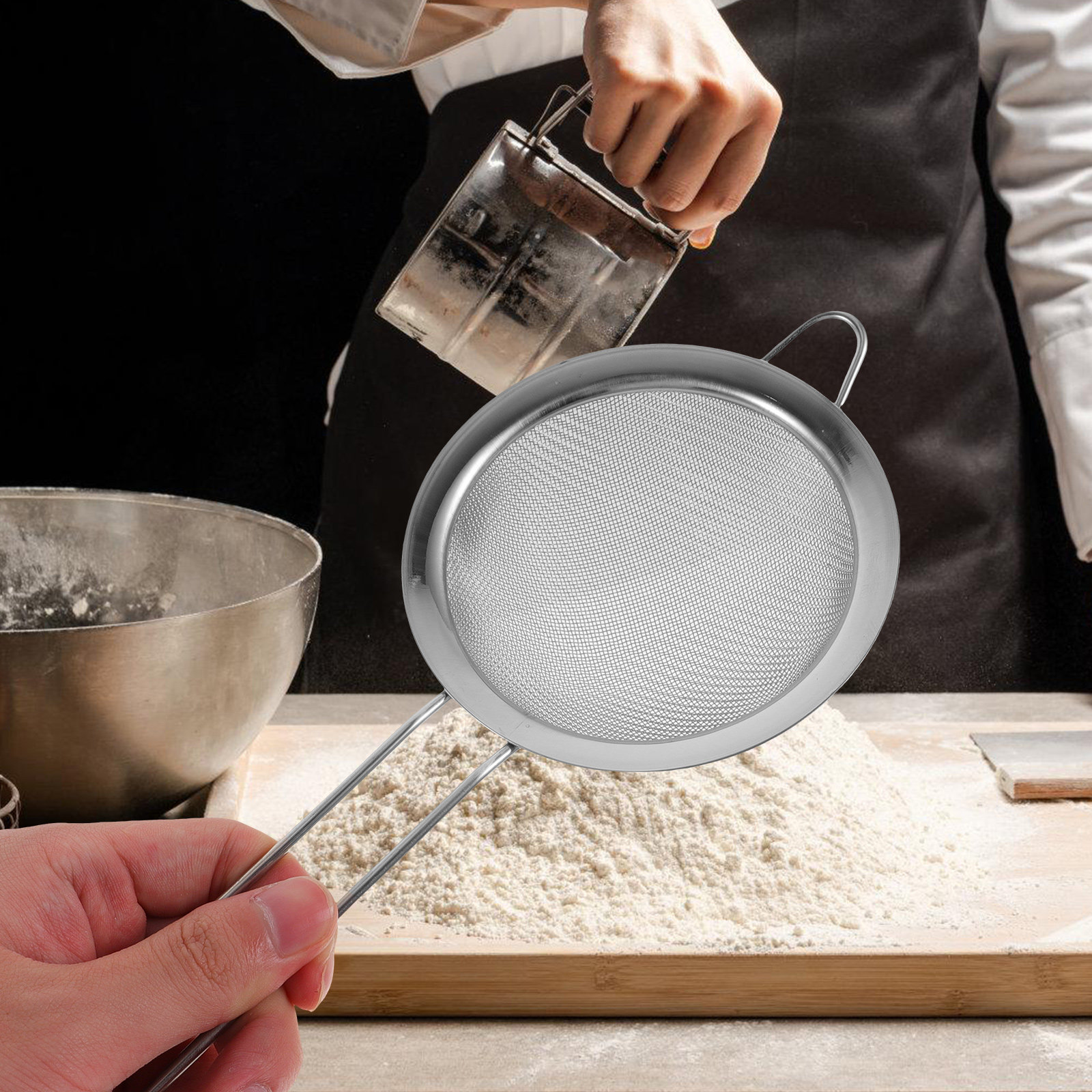 스테인리스 스틸 미세망 핸드헬드 밀가루 체/분말 거름망 - Kitchen Baking Gadgets 리뷰 및 가격