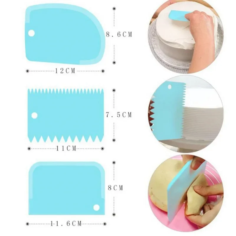 3 개/몫 크림 스크레이퍼 매끄러운 DIY 케이크 장식 - Fondant Smoother Set 리뷰 및 가격