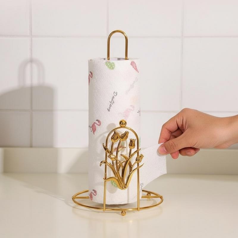 # @레트로 아이언 트리 페이퍼 타월 골드 프리 스탠딩 - Kitchen Baking Paper Holder 리뷰 및 가격